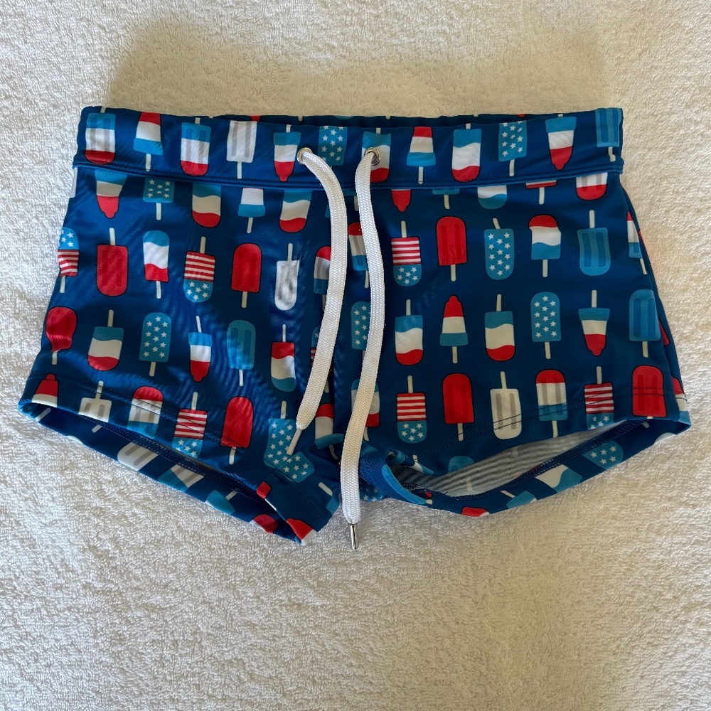 Chill Vibes! 2(X)IST Popsicle Swim Trunk - Red, White, & Blue - Size Small